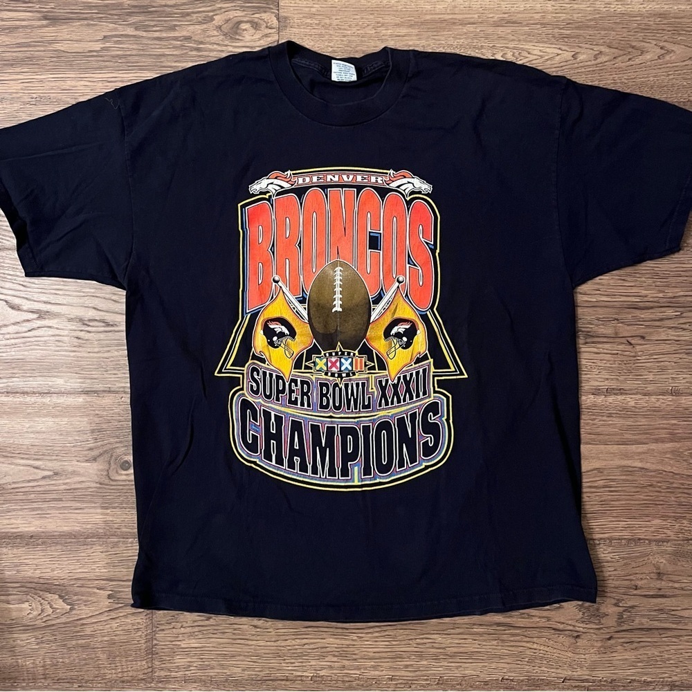 VTG 90s Starter Denver Broncos T Shirt Mens XL Double Sided NFL Superbowl XXXII